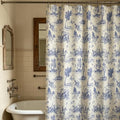MUGINYU French Toile de Jouy Shower Curtain Linen 72x72 - Blue Countryside Landscape with Sheep, Dogs, Trees, Farmhouse Bath Decor - color: Toile De Jouy Dog