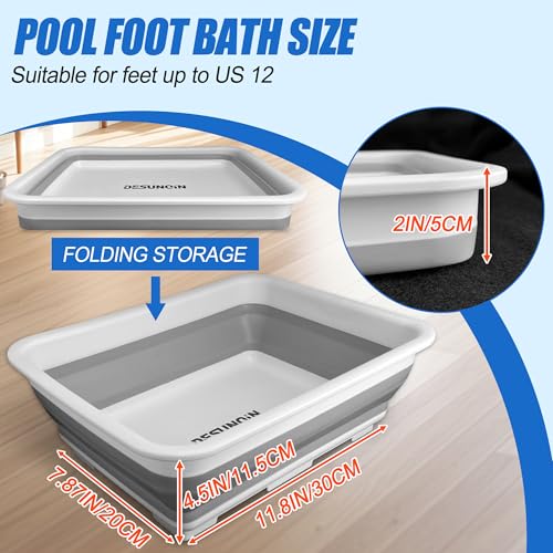 11.8" x 7.87" x 4.5" Pool Foot Bath Tray for Swimming Pool, Non- Slip Collapsible Foot Bath for Pool, Portable Foot Tub for Pool for Above Ground Pool Accessories, Rinse Feet Keep Pool Clean - color: Grey + White