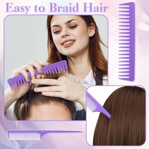 5Pcs Hair Brush Set for Women Hair Comb Detangler Brush for Men and Women Wet, Dry, Curly and Straight Hair - color: Purple