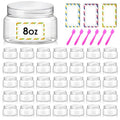 36 Pack 8 oz Plastic Cosmetic Containers With Lids Refillable Clear Empty Travle Jars Containers for Body Butter,Sugar Scrubs,Cream,Lotions,Candy, Waterproof Label&Spatulas - (Clear Lid) - color: Clear-Clear Lid, size: 8 OZ