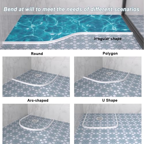 Water Dam for Sink Shower Tub Threshold Water Barrier Collapsible Water Stopper Barrier Water-Blocking Splash Guard Suitable (Heart - 1.97'' H - White, 78 Inch) - color: Heart - 1.97'' H - White, style: 78 Inch