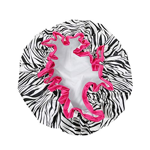 allydrew Reusable Women's Waterproof Shower Caps for Long Hair, Zebra - color: Zebra
