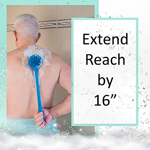 Bendable Long Handled Silicone Body Brush & Hair Scrubber - Bath Shower Back Brush, Shampoo Hair & Scalp Massager, Back Scrubber for Shower (Purple)