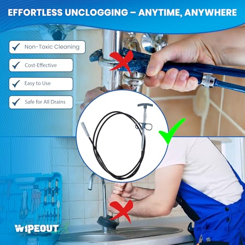Drain Snake, 79 Inch Drain Clog Remover Tool with pair of Reusable Gloves – Flexible Grabber Claw Hair Drain Cleaner for Sink, Shower, Tub, Toilet, Bathroom & Kitchen Pipes - style: Pack of 1 - 79"