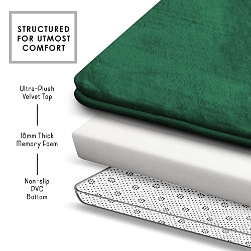 Clara Clark Bathroom Rugs, Velvet Memory Foam Bath Mat, Non-Slip, Machine Washable Bath Rugs - Dries Quickly, Ultra Soft Plush Bath Mats for Bathroom, 20 x 32, Hunter Green - color: Hunter Green, style: 20 x 32