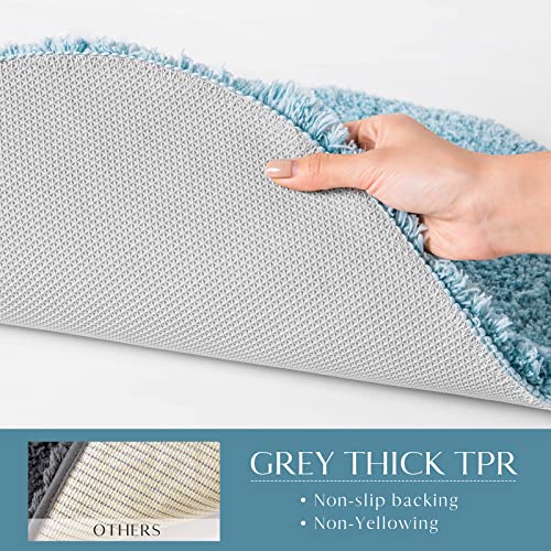 Ashler Runners Long Non Slip Bathroom Rug Sets 2 Piece, Blue Water Absorbing Ultra Soft Shower Rugs, Plush Machine Washable Bathroom Carpet, 24 x 36 & 24 x 72 inches