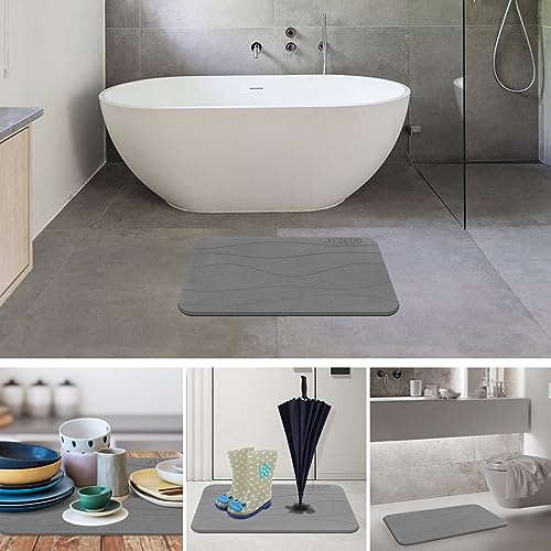 Stone Bath Mat, Diatomaceous Earth Shower Mat, Non-Slip Super Absorbent Quick Drying Bathroom Floor Mat，2 Pack, Grey - color: Gery