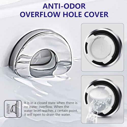Sink Overflow Drain Cover Ring - Metal Bathroom Sink Drain Cover Round Hole Trim Ring, Anti-odor Basin Vanity Overflow Hole Cap Cover Ring Spillover Hole Insert in Cap (Chrome) - color: Chrome