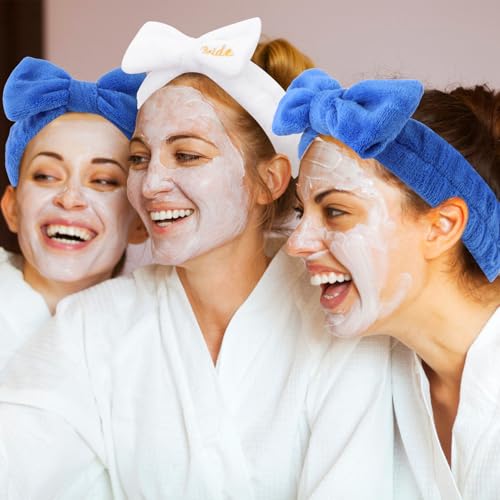 Semato Bachelorette Party Favor Set - Bride & Bridesmaid Spa Headbands (1 Bride + 7 Royal Blue) - color: 1 birde+7 royal blue