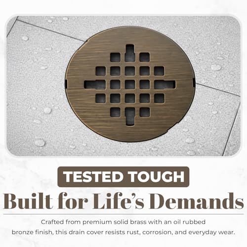 4 ¼” Venetian Bronze Snap-in Shower Drain Cover - Solid Brass Construction - 4.25" OD Drain Strainer - Easy Install - Premium Round Cover - Oil Rubbed Bronze Replacement Grate - color: Venetian Bronze