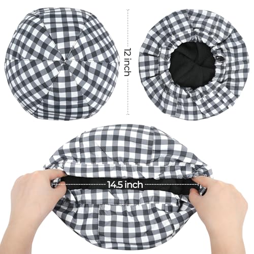 Shower Cap for Men Black White Plaid Bath Cap, Reversible Large Waterproof Adjustable Shower Caps Terry Lining & Elastic Band Stretch Hem Hair Hat - color: Black White Plaid
