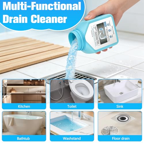 Drain Clog Remover Powerful Unclogging Sink Hair Cleaner for Kitchen, Shower Pipes and Drains, Toilet Unclogger Heavy Duty Bathroom Pipeline Dredge for Kitchen and Pipes Cleaning Tool（320g/11.3oz）