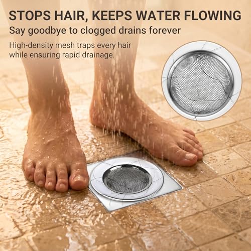 Seatery 2PCS 1.50" Bathtub Hair Catcher, Bathroom Sink Strainers, Tub Drain Hair Catcher, Drain Strainer for Shower, Laundry, Mop Pool, Utility, Slop, RV Sink, Stainless Steel - size: 1.50 inch