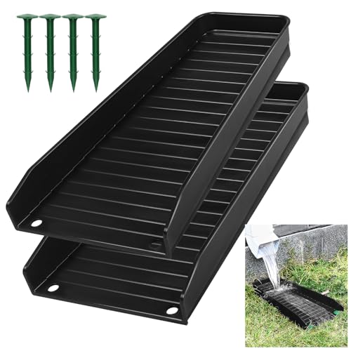 Gutter Downspout Extensions, Rain Gutter Downspout Splash Block,Drain Water Downspout Diverter, Gutter Splash Guards for Rainwater Drainage,16.3Inch (Black-2 Pack) - color: Black-2 Pack