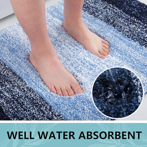 Arotive Bathroom Rugs Sets 2 Piece, Shaggy Soft and Absorbent Microfiber Bath Rugs, Machine Washable Dry Bath Mats for Bathroom, 30x20 and 24x16, Blue - color: Blue, size: 30" X 20" + 24" X 16"