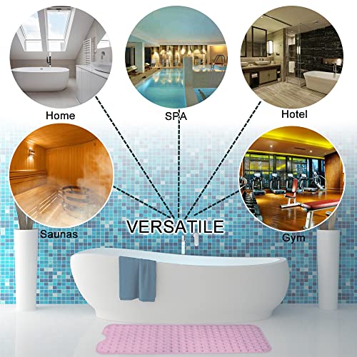 Bathtub and Shower Mats, Extra Long Non-Slip Bath Tub Mat 39 x 16 Inch, Machine Washable Bathmat with Suction Cups & Drain Holes for Bathroom Floor, Pink - color: Pink