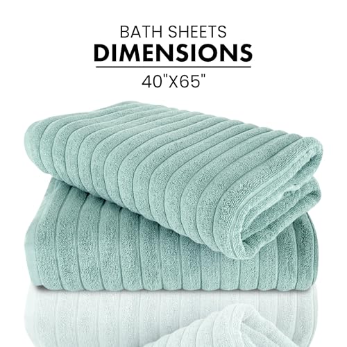 Classic Turkish Towels CTT - Premium 2 Piece Jumbo Bath Sheets, 100% Turkish Cotton, Absorbent & Ultra Comfy Bath Towel Sheets for Hotels & Spa | 40"x65" (Spa Green) - color: Spa Green, size: 2-Piece Bath Sheets