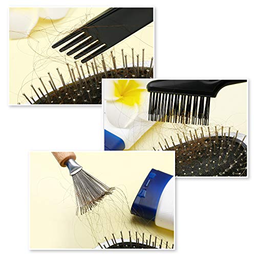 Boao 2 Pack Hair Brush Cleaning Tool,2-in-1 Comb Rake and Brush Cleaner for Removing Hair,Dust and Buildup,Mini Hairbrush Accessory for Home&salon(Black Color,Wooden Handle Rake) - color: Black Color, style: Wooden Handle Rake