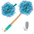 Yoove Bath Pouf with Handle - Body Scrubber Green Loofah for Women - Charcoal Infused Shower Loofah Sponge with Handle - Back Scrubber - Back Shower Sponge - style: Green