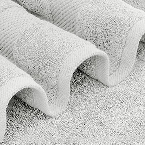 White Classic Luxury Bath Towels Set of 4 Large - 700 GSM Cotton Ultra Soft Bath Towels 27x54 | Highly Absorbent and Quick Dry | Hotel Towels for Bathroom Luxury, Plush Shower Towels, Silver - color: 06: Silver