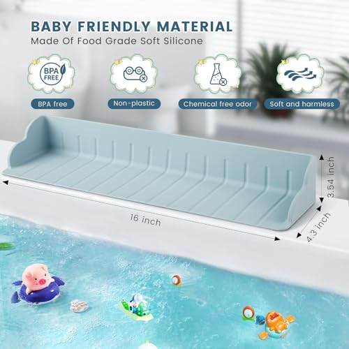 2Pack Bathtub Splash Guard for Tub, Silicone Bathtub Caddy Tray with Play Shelf, Kids Bath Tub Shelf and Organizer for Baby Bath Toys, Bath Toy Holder, Toddler Bathtub Accessories(Classic Blue) - color: 2 Pieces