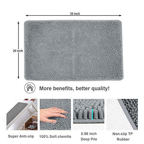Secura Bathroom Rugs 20x32 Inches – Thick Plush Bath Mat, Ultra Soft Absorbent Bathroom Mat, Non Slip Machine Washable Bath Rugs for Tub, Shower Room Floor (Gray) - color: Grey, size: 2'8" x 1'8" (Rectangular)