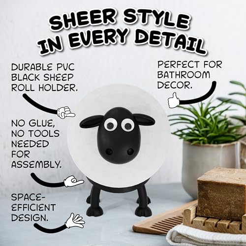 Black Sheep Toilet Paper Holder, Free-Standing Toilet Paper Roll Organizer, Funny Farmhouse Bathroom Decor, Novelty Sheep Bathroom Accessory – 3 Pack Gift Box - size: 3 Pack Gift Box