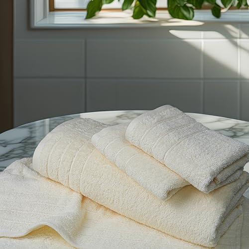 Tens Towels Pack of 8 Towels Set, 2 Extra Large Bath, 2 Hand, 4 Washcloths, 100% Cotton, Lighter Weight, Quicker to Dry, Super Absorbent, Perfect for Bathroom, Cream - color: Cream
