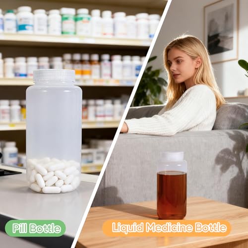 DEMORA 32 oz Plastic Bottles with Lids, Airtight Refillable Wide Mouth Travel Bottles for Toiletries, PP Food Grade Plastic Containers for Liquids Pill Water Sample Lab Reagent (Clear, 2 Pcs) - color: Clear, size: 32 oz