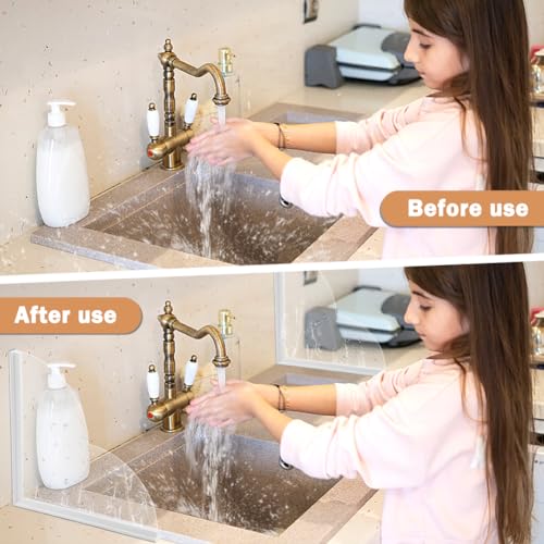 NINEFOX 2 Pack Shower Splash Guard, 9.45 X 9.45 Inches Large Splash Guards for Bathtub | Self-Adhesive Shower Corner Splash Guard to Keep Water in Shower or Bath, Shower Water Blocker from Splashing Out
