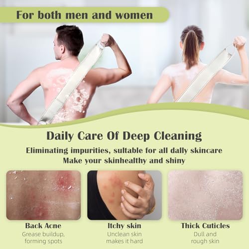 Natural Loofah Back Scrubber for Bath Shower, Deeply Exfoliating | Body Scrubber, Back Scrub Strap for Men and Women, Biodegradable, Bath Sponge to Exfoliate, Invigorate Your Skin