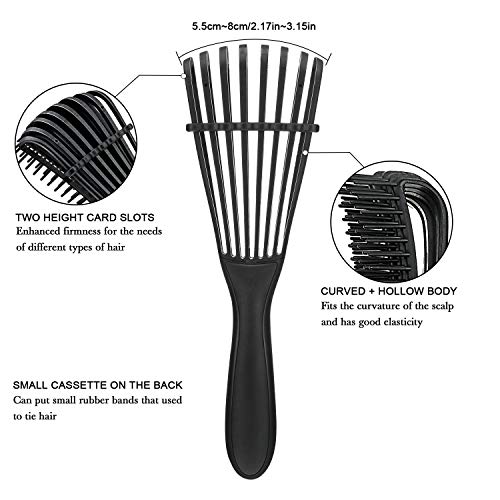 2 Pieces Detangling Brush for Afro America/African Hair Textured 3a to 4c Kinky Wavy/Curly/Coily/Wet/Dry/Oil/Thick/Long Hair, Knots Detangler Easy to Clean (Black, Pink) - color: Black, Pink