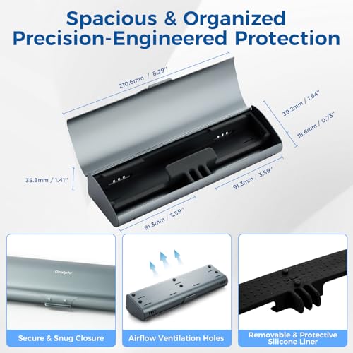 Aluminum Electric Toothbrush Travel Case, 2 in 1 Travel Toothbrush Holder for Oral B/Oral-B Pro 1000 1500 5000 and Most Electric Toothbrush for Traveling, Removable Silicone Liner-Grey - color: Grey
