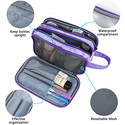 Kids Toiletry Bag for Girls, Travel Toiletry Bag for Teen Girls Cosmetic Bag Makeup Bag Waterproof Hanging Wash Bag Toiletries, Tie Dye Purple - color: Tie Dye Purple