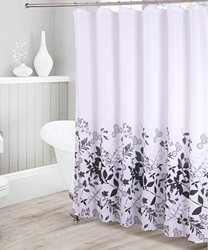 Kids Zone Home Linen Bathroom Collection Black 16pc Bathroom Accessory Set - Non-Slip Bath Mat, Non-Slip Contour Mat, Toilet Lid Cover and Waterproof Shower Curtain with Rustproof Metal Roller Hooks - color: Black