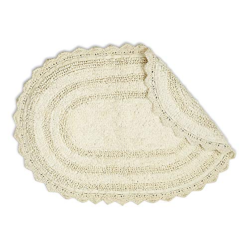 DII Crochet Collection Reversible Bath Mat, Small Oval, 17x24, Off-White - color: Off White, size: 1'5" x 2' (Oval)