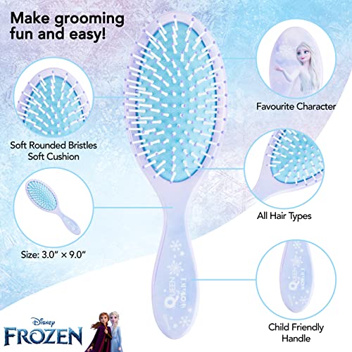 Frozen Princess Elsa Hair Accessory 5 Pcs Set - 1 Regular 9 inch Frozen Hairbrush & 4 Frozen Scrunchies - Detangling Brush & Elastic Hair Ties Ropes for Girls, Ages 3+ - color: Elsa 5 Piece Hair Accessories
