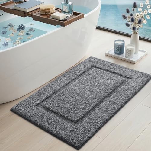 DEXI Bathroom Rugs 36x24, Washable Non Slip Bath Mat for Shower Floor, Absorbent Quick Dry Bathmat with Rubber Backing, Ultra Soft Plush Carpet for Tub, Grey - color: Grey, size: 36" X 24" (Rectangular)