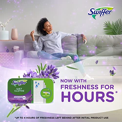 Swiffer Sweep + Mop, Wet Pads Refill, Floor Cleaner for Dirt, Dust, Hair, Cleaning Cloths for Mopping Home, Bathroom, Kitchen, All Purpose Multi-Surface Floor Wipes, Lavender, 24ct - size: 24 Count (Pack of 1)