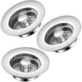 Kitchen Sink Drain Strainer 3 Pack, 304 Stainless Steel Pop Up Sink Stopper, Anti-Clogging Sink Drain Strainer for US Standard Kitchen Drain (Chrome) - color: Chrome, size: 3 Pack