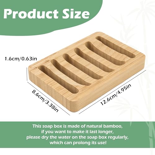4 Pack Bamboo Soap Dish, Bar Soap Holder Self Draining Soap Dish Natural Bamboo Soap Holder Waterproof Anti-Slip Wooden Soap Dishes for Bar Soap Saver Tray for Shower Bathroom Kitchen Sink Bathtub