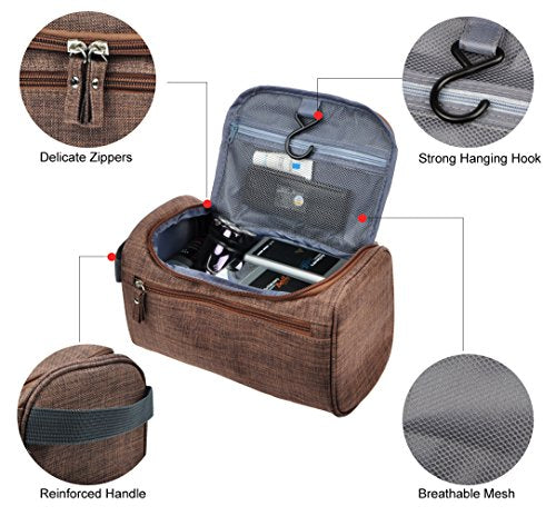 Vercord Mens Toiletry Bag Wash Travel Small Shaving Dop Kit Shower Bathroom Ditty Hygiene Bag Frosted Coffee - color: Frosted Coffee