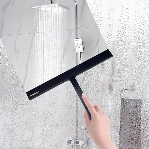 Silicone Rubber Blade & Hook Shower Window Squeegee 11" in Width Silicone Car Squeegee Bathroom Squeegee for Shower Squeegee for Shower Doors Car Window-Black - color: Black, size: 11 Inches