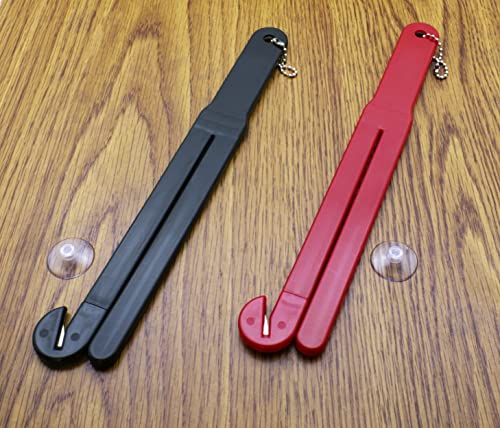 Food Bag Pouch Cutter Opener with Stainless Steel Blade and Squeezer for Kitchens - Includes EZ Hang Chain and Suction Cup for Easy Storage (1 Black - 1 Red (2pk)) - color: 1 Black - 1 Red (2pk)