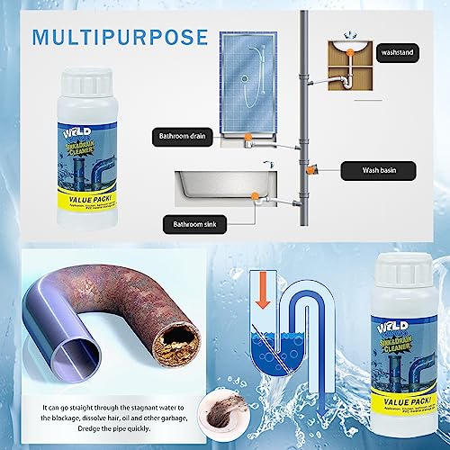 Wild Tornado Pipe Dredge, Powerful Sink and Drain Cleaner Powder, Fast Foaming Drain Cleaner for Kitchen and Pipes Cleaning Tool