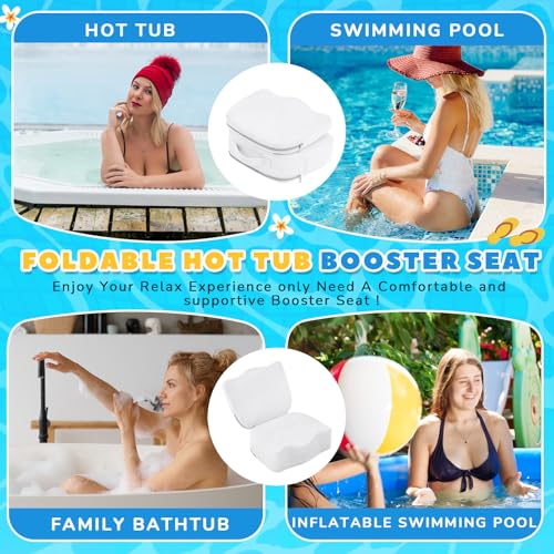 Yerliker 1 Pcs Foldable Hot Tub Booster Seat for Adults Adjustable 2 Heights up to 6.3", Weighted Booster Seat 3D Air Mesh Hot Tub Accessories Quick Dry Micro Dot Non Slip for Spa Bathtub Pool (White) - color: White
