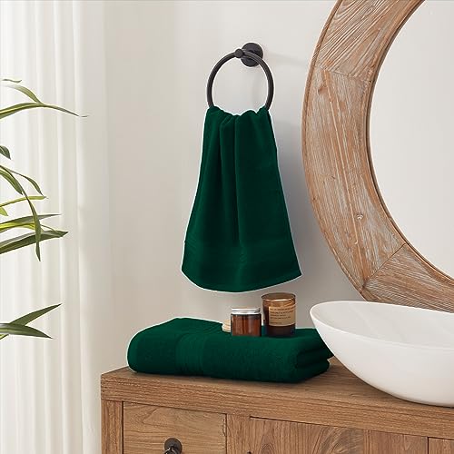 COZYART Dark Green Bath Towel Set 6Pcs, Turkish Cotton Hotel Soft Absorbent Thick Bathroom Towel Sets of 6 with 2 Large Bath Towels, 2 Hand Towels, 2 Washclothes, 650 GSM - color: Green- Dark Green, size: 6 Piece Towel Set