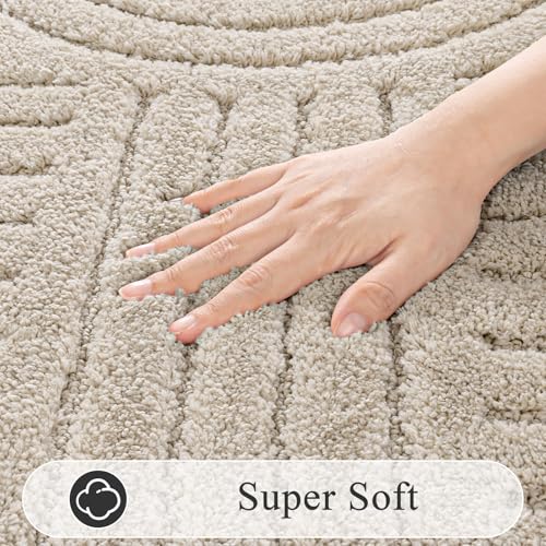 SHACOS Bathroom Rugs Sets 5 Piece Ultra Soft Absorbent Microfiber | Bath Mat with Bath Runner, U Shape Contour Rug, Toilet Lid Cover, Non Slip Machine Washable Carpet for Bedroom, Light Beige - color: Light Beige