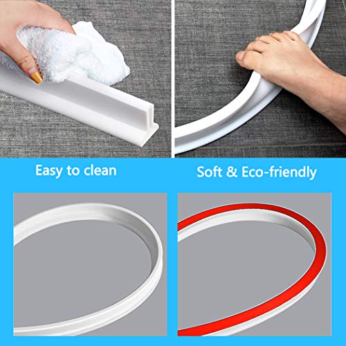 New Collapsible 67 Inch Shower Threshold Water Dam Collapsible Bath Shower Barrier Water Stopper Retention System Dry and Wet Separation for Bathroom Kitchen and More (5.6ft) - color: White-2" High, style: 67 Inch