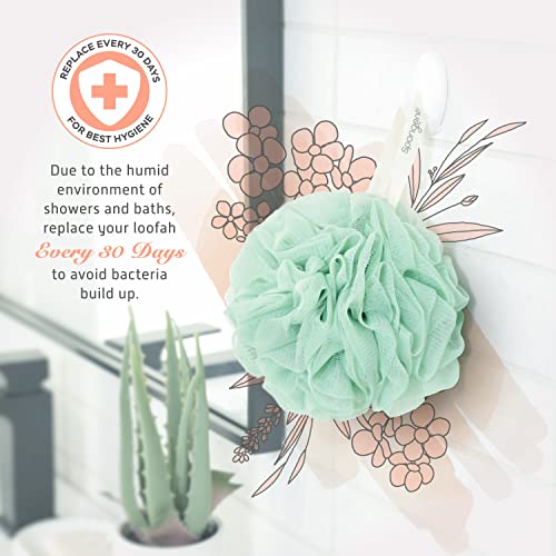 Spongentle Shower Loofah Bath Sponge, Body Scrubber with Soft Mesh, Exfoliating Bath Pouf and Body Wash Sponge for Women and Men, Bath Accessories Cleaning Tool, Large 60g 4 Pack - style: Pastel Mix